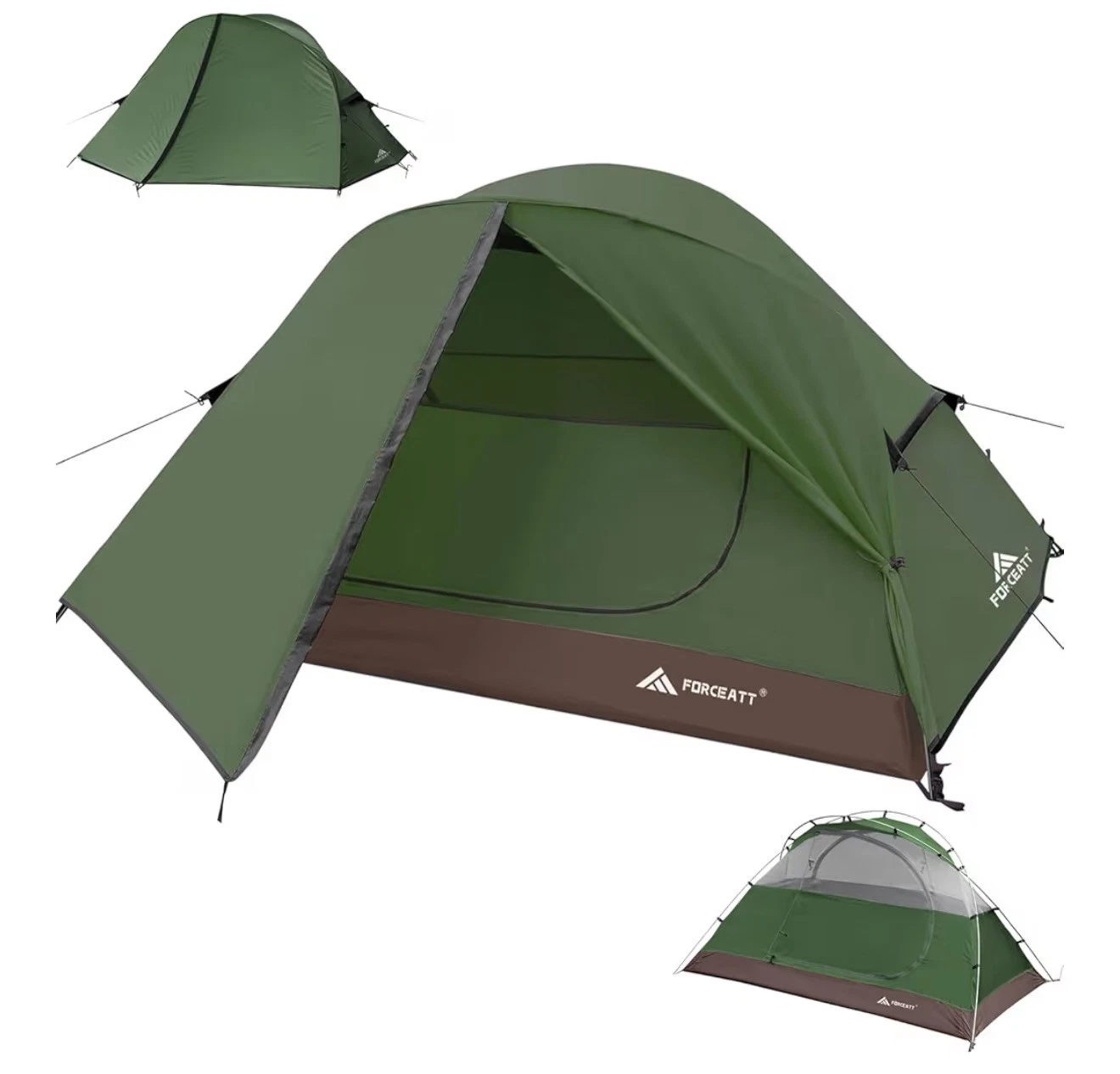 Forceatt Camping Tent Green 2/3 Person Waterproof Windproof Lightweight Hiking