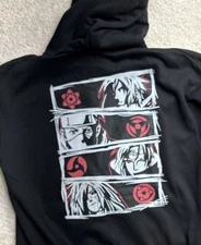 Naruto Uchiha Clan Hoodie Sharingan Eyes Black Anime Mens Med