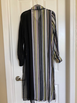 calvin klein striped dress long sleeve Calvin Klein Striped Long-Sleeve Dress - White - 10% Off