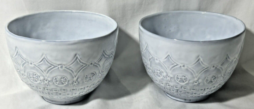 Anthropologie Etched Geo Bowl Rice / Cereal Bowl Made in Italy - Lot of 2