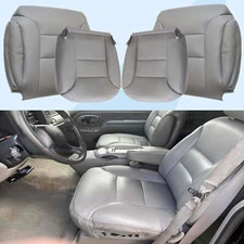 Fits 95-99 Chevy Silverado Driver Passenger Bottom Top Leather Seat Cover Gray