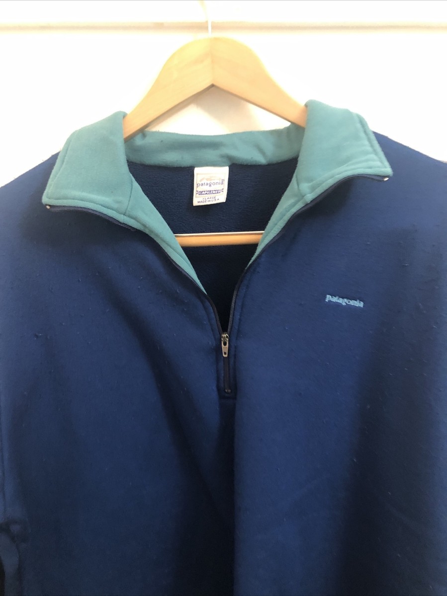 Vtg 1980's-90's Patagonia Capilene 1/4 zip Pullover Sweater Made