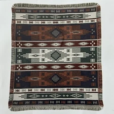 Crown Crafts Big Sky Jacquard Throw Blanket 46X57 Southwestern Native Fringe NWT