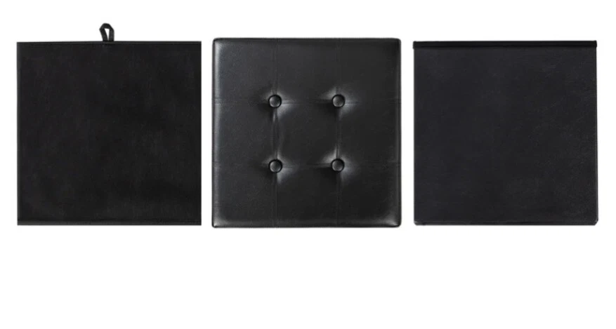 Collapsible Storage Ottoman : 15" Button Tufted Faux Leather - Image 3 of 4