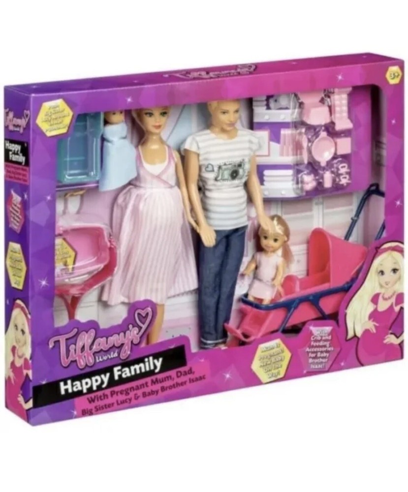 Tiffany's World Happy Family 4 Doll Set Pregnant Removable Baby