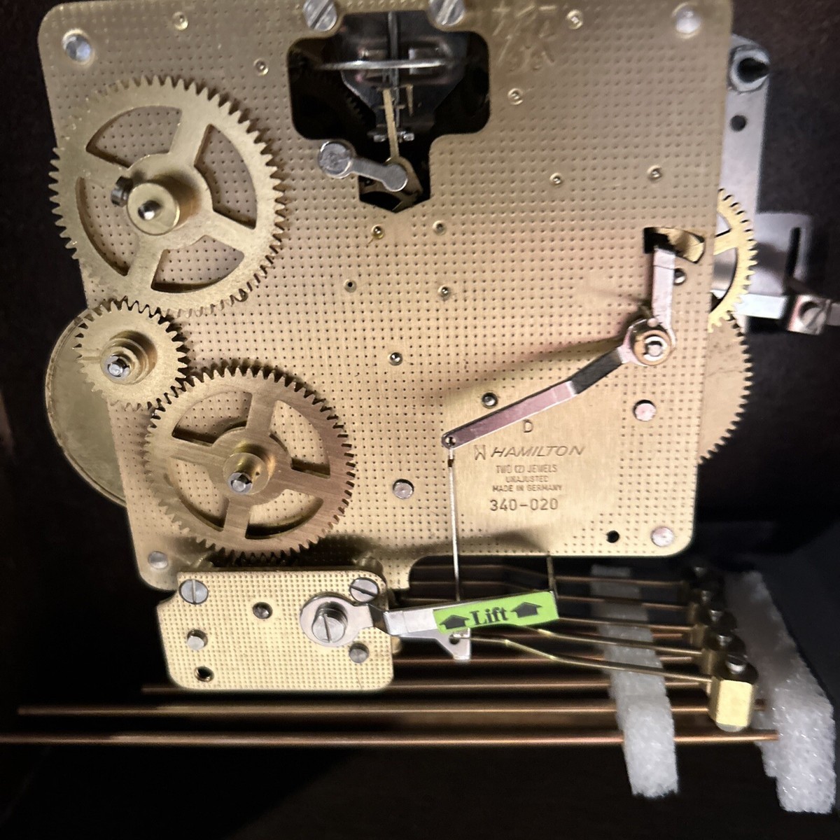19–20世紀初頭 米国木製【活字ブロック 】HAMILTON 3点組 VINTAGE HAMILTON WHEATLAND 8 DAY KEY WOUND MANTLE CLOCK 340-020