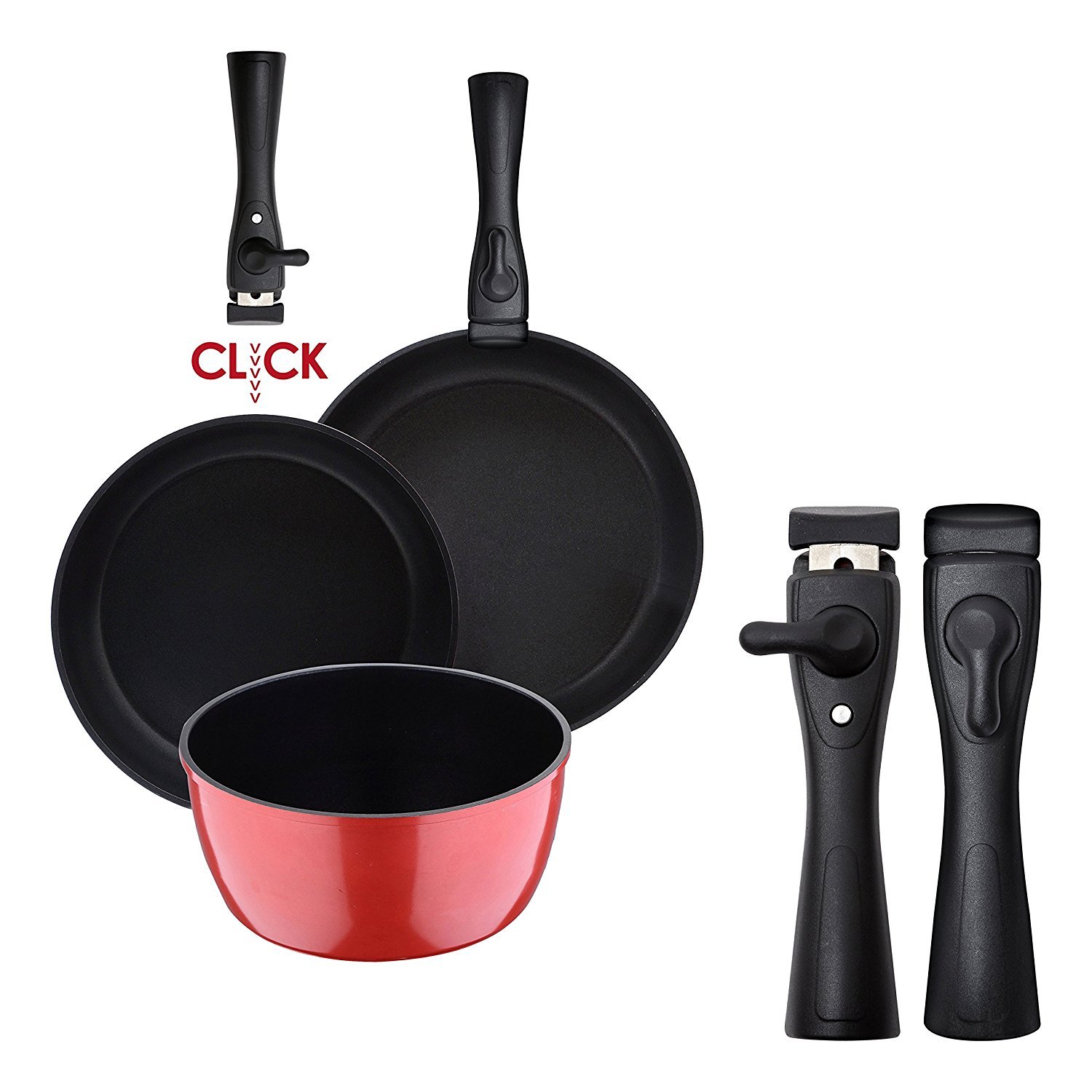 Bergner 5pc Cookware Set Removable Handle Aluminium Camping INDUCTION