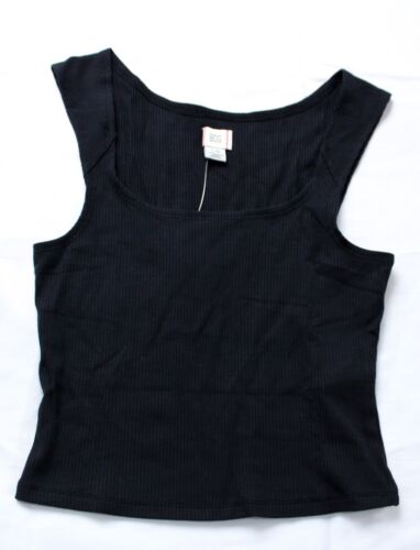 BDG Women's Basic Solid Rib Knit Square Neck Tank Top CF6 Black Large NWT