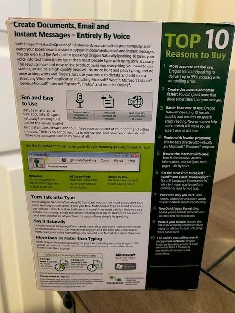 Nuance Dragon Naturally Speaking Standard Edition 10 Speech Recognition Software - Image 2 of 4