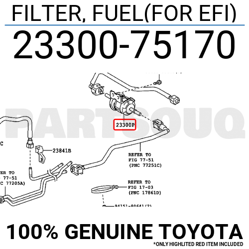 2330075170 Genuine Toyota FILTER, FUEL(FOR EFI) 23300-75170 | eBay