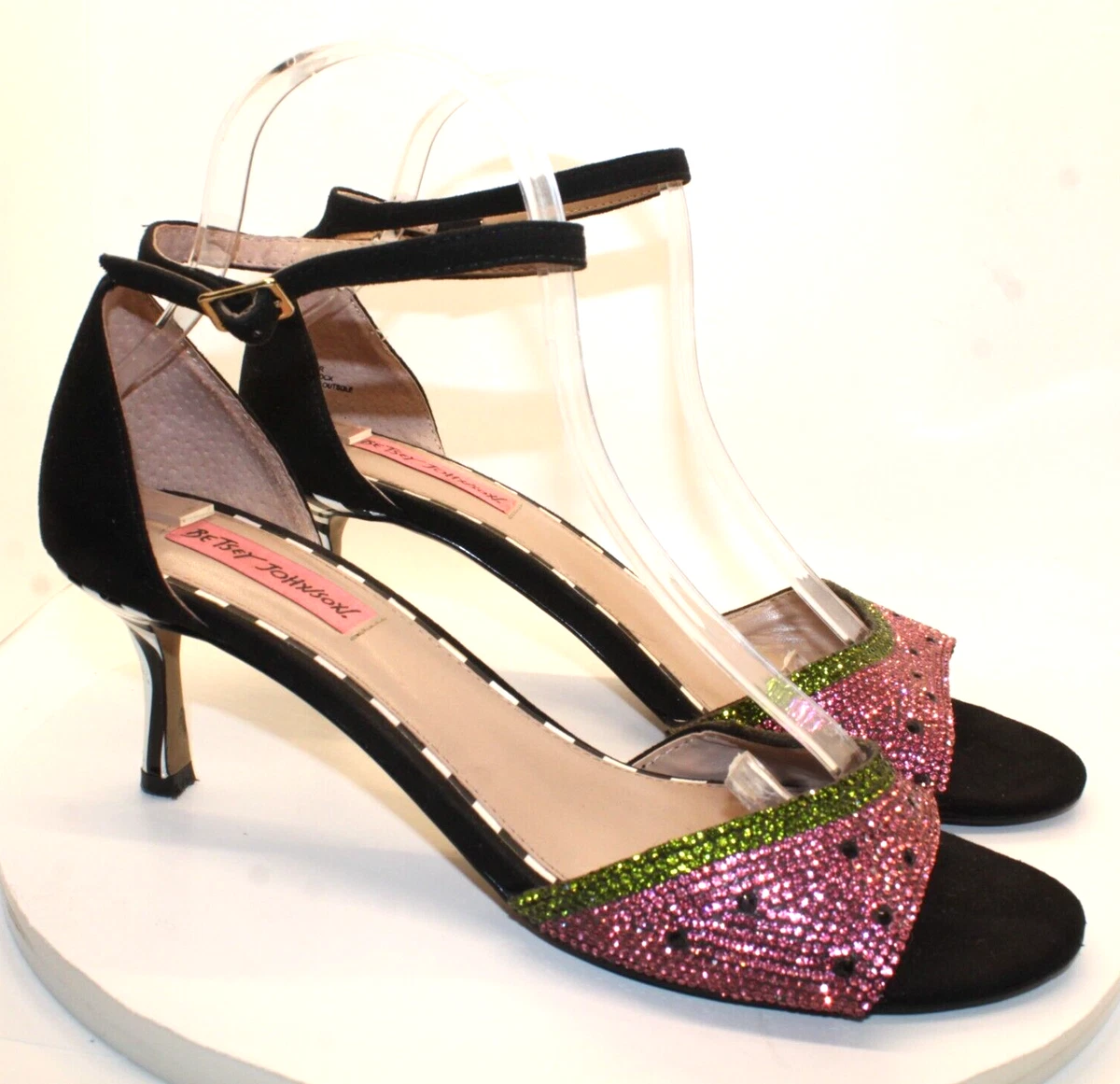 Betsey Johnson Tavie Womens 10M Rhinestone Watermelon Open Toe Sandals Heels eBay