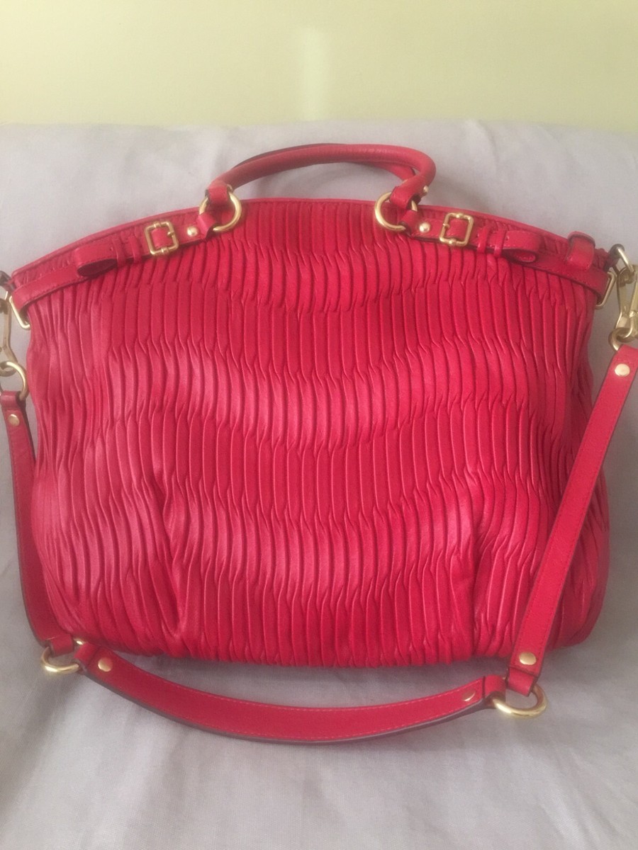 Coach Madison Gathered Leather Lindsey Satchel 33371E B4/Red | eBay