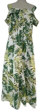 Ashley Stewart Women's 16 NWT Maxi Dress Fit & Flare Off Shoulder Green PARTY