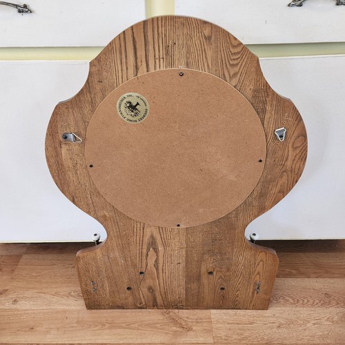 Large entry way round Mirror shelf with hooks Made USA 30"x21" wall hanging - Picture 4 of 8