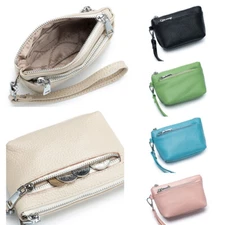 Women's Leather Coin Change Purse Small Wallet Zipper Card Holder Wristlet Bag