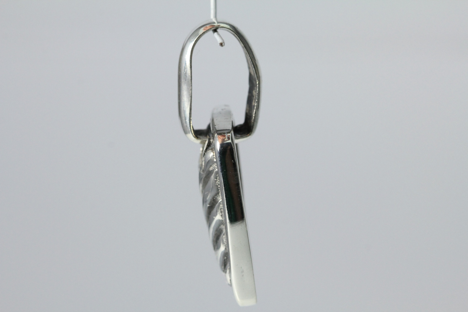 925 SS Large Rectangular Ribbed Pendant with D-Ri… - image 7