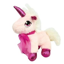 Dan Dee Pink Unicorn Plush Bow Big Eyes Shiny Horn Hooves Stuffed Animal Toy