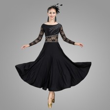 Latin Ballroom Dance Dress Modern Salsa Waltz Standard Long Dress C045 3 Colors