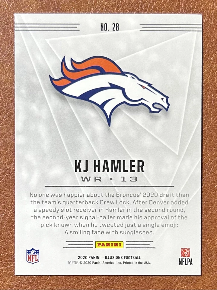2020 Panini Illusions KJ HAMLER Rookie Card RC #28 Denver Broncos - Image 2 of 2