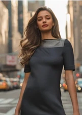 NWT ATTO Leather Trim Open Back Top Made France Black Size 0 X-Small $1,500