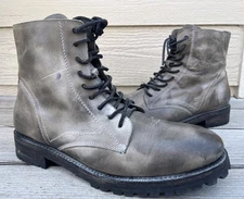 Freebird by Steven Jax Men's 11 Distressed Leather Lace up Boots Side Zip