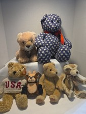 Teddy Bear Plush Lot set of 6 vintage