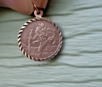 Gold St Christophorus Anhänger oder Charm 9ct hm 1991 Birmingham Hersteller A J Poole