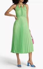 Sandro Lime Green Long Pleated Dress Size 36 / Size 1 NEW With Tags RRP £319