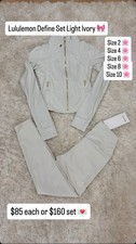Lululemon Light Ivory Sweatsuit Set Jacket  Pants Zip Pocket Athleisure Yoga