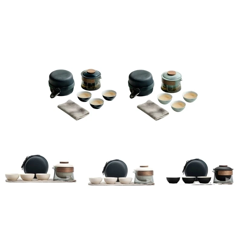 New Teapot and Tea Cup Set with Carry Case Gongfu Tea Pots for Home and Office