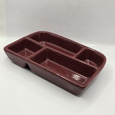 Stoneware Daxin Compartmental TV Dinner Tray Plate  8”x5 1/2”x1 1/2” Dark Red 