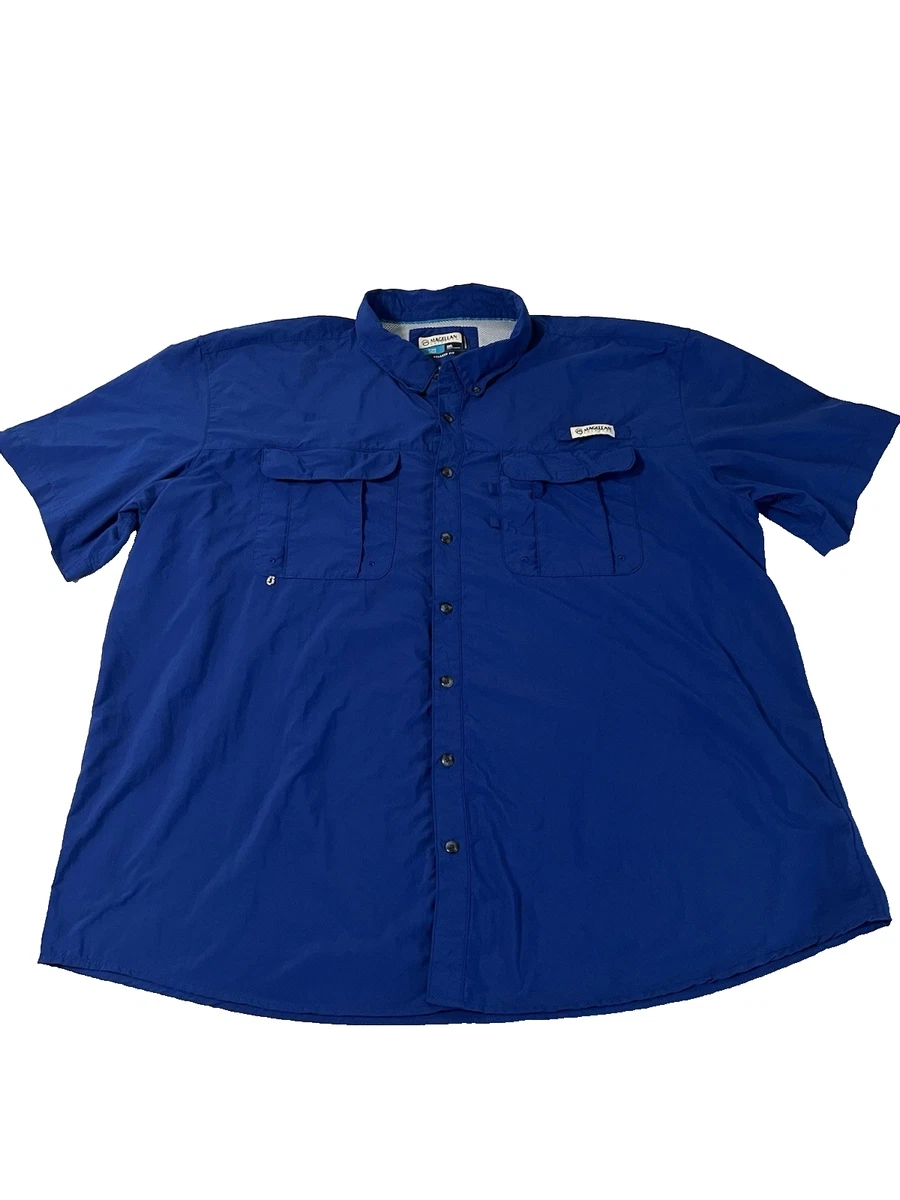 Chemise Magellan Fish Gear Homme 3XL Bleu Clair - Manches Courtes, Boutonnage, évacuation D'humidité, Pêc
