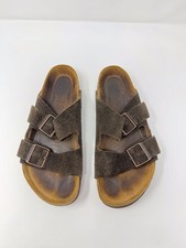 Birkenstock Arizona Adult Sandals Brown Leather Birko Flor Slide Men 7 Women 9