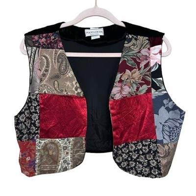 VTG Poco Locos Floral Paisley Patchwork Tapestry Vest One Size Boho Whimsygoth