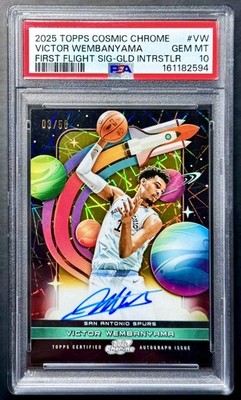2025-26 Topps Chrome Cosmic VICTOR WEMBANYAMA #/50 Gold Interstellar Auto PSA 10