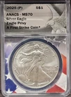 2025 Silver Eagle ANACS MS70 Eagle Privy First Strike Coin