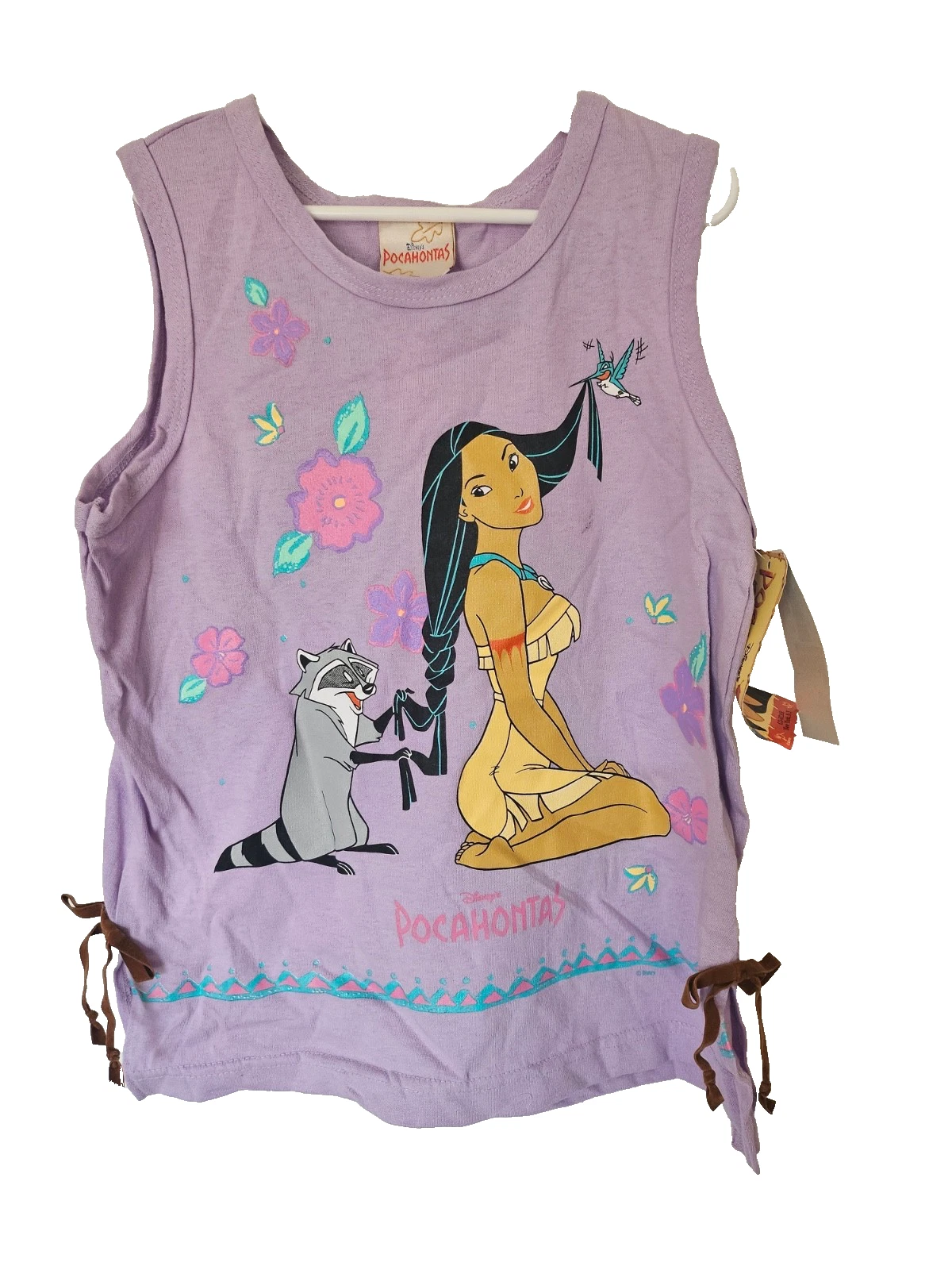 Vintage Disney Pocahontas Sleeveless Shirt Girls Medium M NWT Sears Flaws Lilac