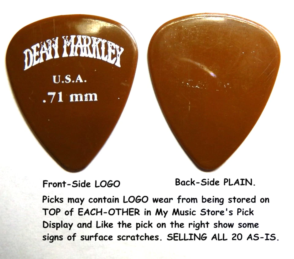 Selecciones de guitarra vintage Dean Markley, lote de 20 todas marrones 0,71 mm Foto 3 de 4