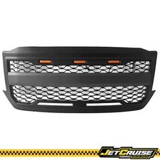 Fits 16-19 Chevy Silverado 1500 Matte Black Front Bumper Hood Mesh Grille W/ LED