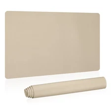24"x13" Large Desk Mat, PU Leather Dual Side Large Desk Pad, Khaki