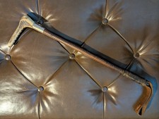 Antique Hunting Whip Silver Plated Collar Horse Fox Leather Vintage Riding Stag