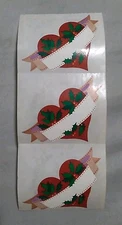 Vintage Mrs Grossman's Stickers 80s 1988 CHRISTMAS HEARTS 3 pieces 