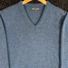 VTG Robert Bruce Wool Sweater Womens S Blue V Neck Union Made USA MCM 60s 70s