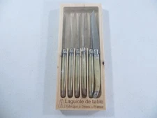 Laguiole Jean Dubost Steak Knives Knife Set of 6 Cream Handle France NEW SEALED