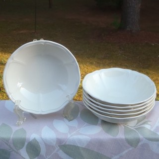 SET 6 CIOTOLE CEREALI WEDGWOOD ENGLAND HTF Off White QUEENS SHAPE 6 1/8" COUPE'