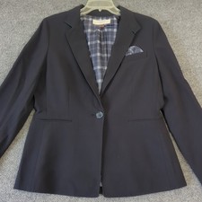 Tahari Arthur S Levine Black Blazer Plaid Lined Career Women's 8