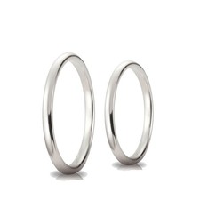 Coppia di fedine in oro bianco 9 carati. Fedi nuziali, anelli fidanzamento