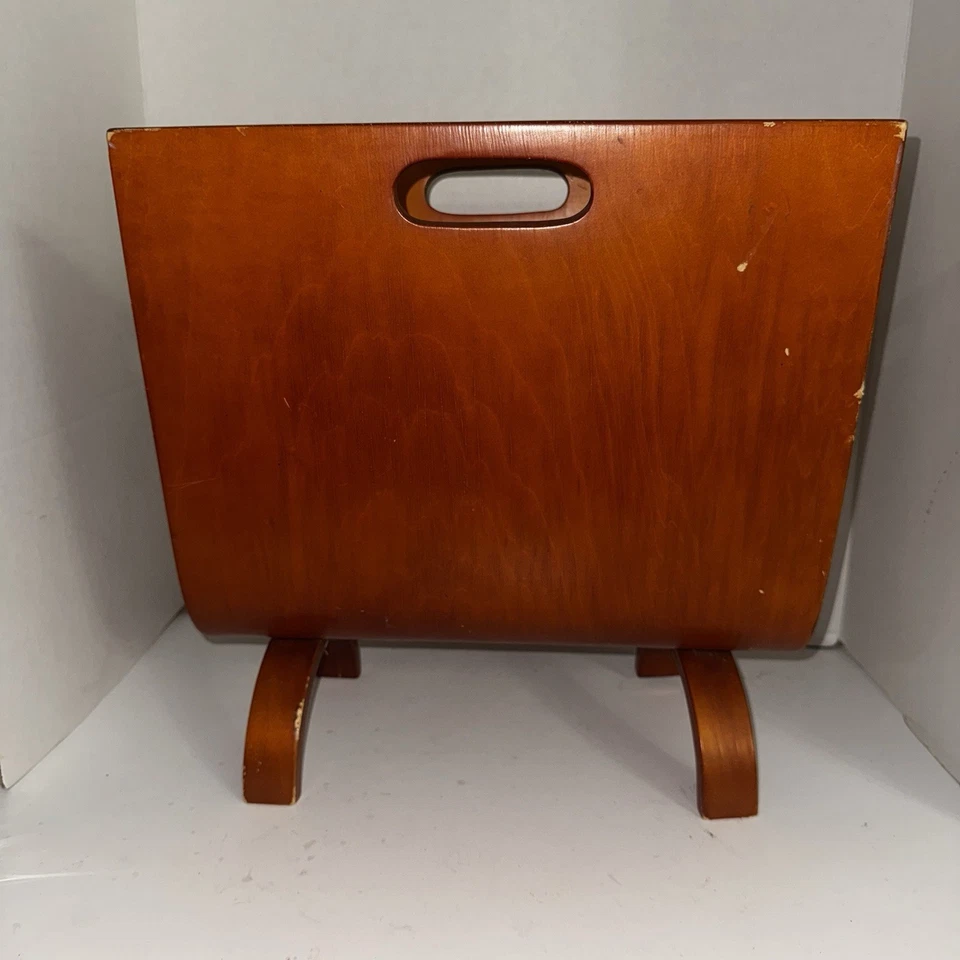 Датский современный журнал середины века из гнутого дерева стойка для записей тиковое дерево MCM - Изображение 4 из 4