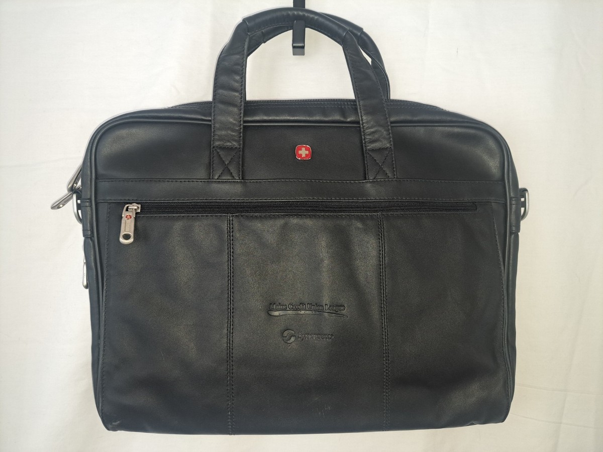 Wenger Faux Black Leather Laptop Tablet Briefcase Sachel | eBay display picture 1