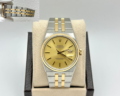 Rolex Datejust Oysterquartz 17013 36mm Champagne Dial 18K Yellow Gold Steel